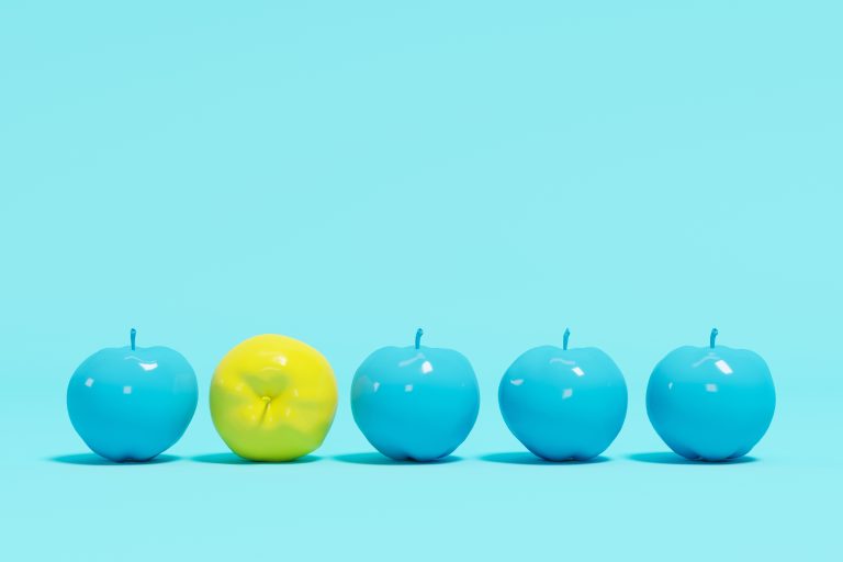 Outstanding,Yellow,Apple,Contrast,Blue,Appples,On,Blue,Pastel,Background